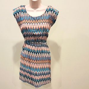 Pastel print cap sleeve dress